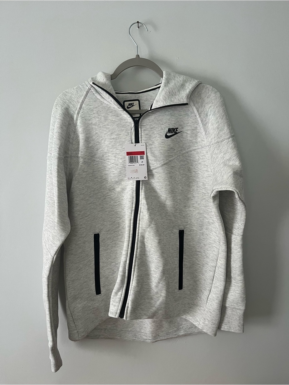 Nike Light Gray Hoodie with Black Zip Trim
